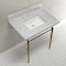 Fauceture KVPB3022M8SQ7 30" Console Sink with Brass Legs (8-Inch, 3 Hole), Marble White/Brushed Brass KVPB3022M8SQ7 - alternate 2
